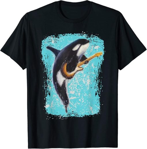 Orca Playing Guitar Electric Acoustic Led Rock T-Shirt