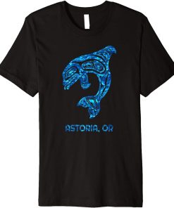 Blue Astoria Oregon Native American Indian Ocean Orca Whale Premium T-Shirt