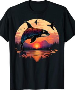 Colourful mystical orca whale watching dolphin pottwhale orca whale T-Shirt