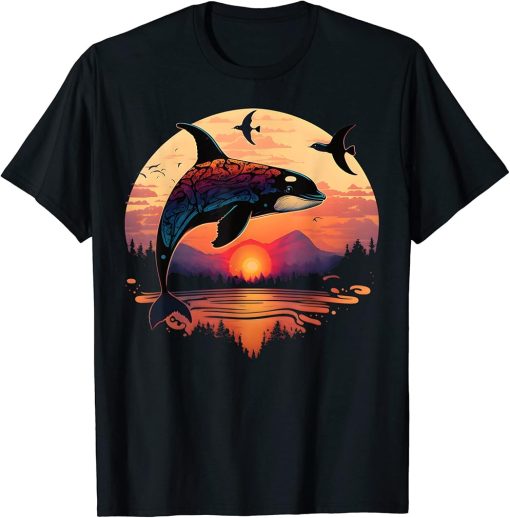 Colourful mystical orca whale watching dolphin pottwhale orca whale T-Shirt